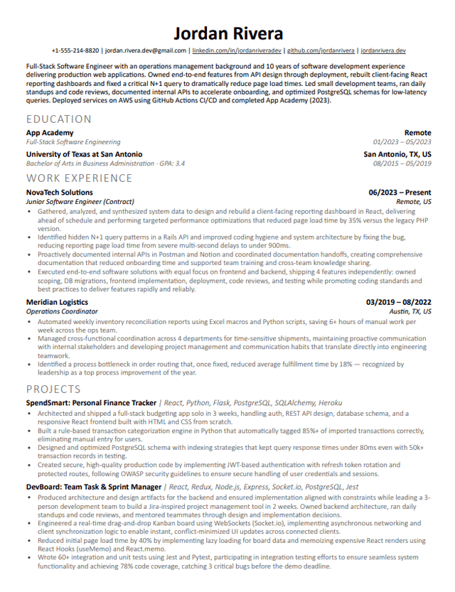 Deedy Modern software engineer resume template preview